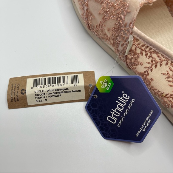 TOMS Alpargata Shoes Women's Size 9 US‎ Rose Gold Pink Hibiscus Floral Lace NWT - Picture 12 of 12
